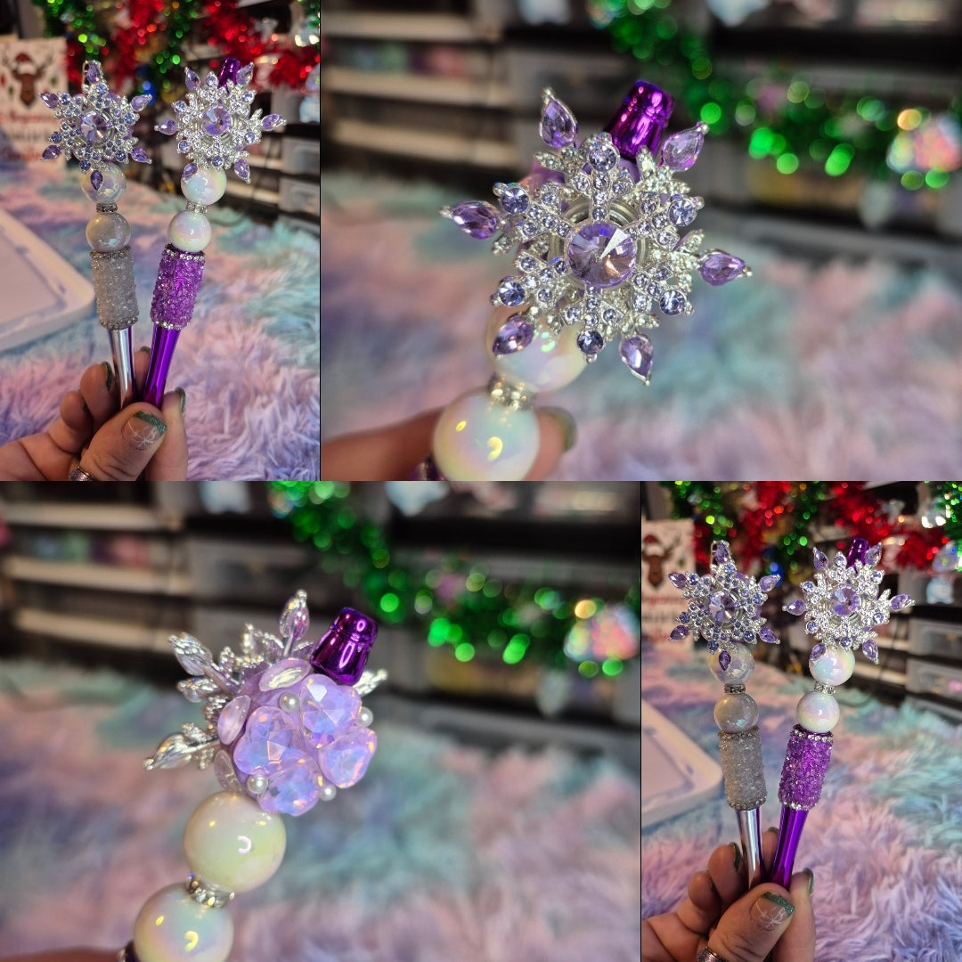 Purple Spinning Snowflake Pens