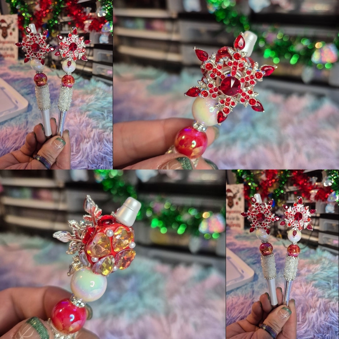 Red Spinning Snowflake Pens
